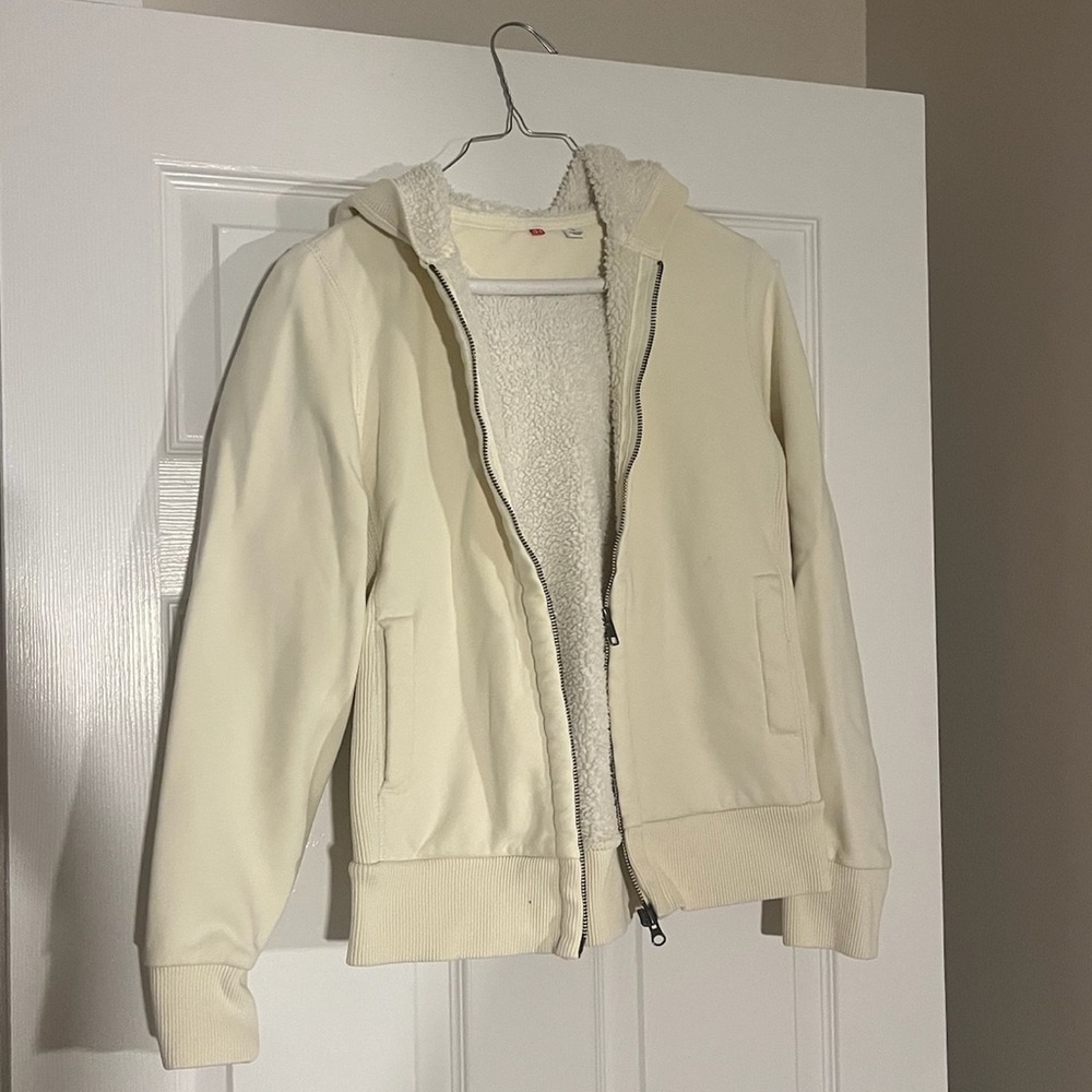 Cream Hooded Jacket with Sherpa Lining
